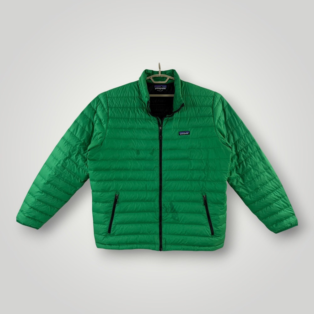 Patagonia Mens Down Sweater Jacket Green Puffer Full Zip XXL 84674 F14